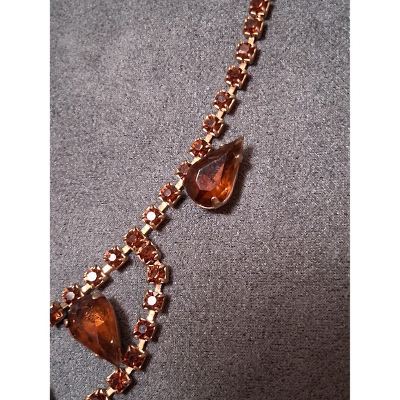 Vintage Topaz Rhinestone Festoon Necklace Teardrop Stones - Picture 4 of 6
